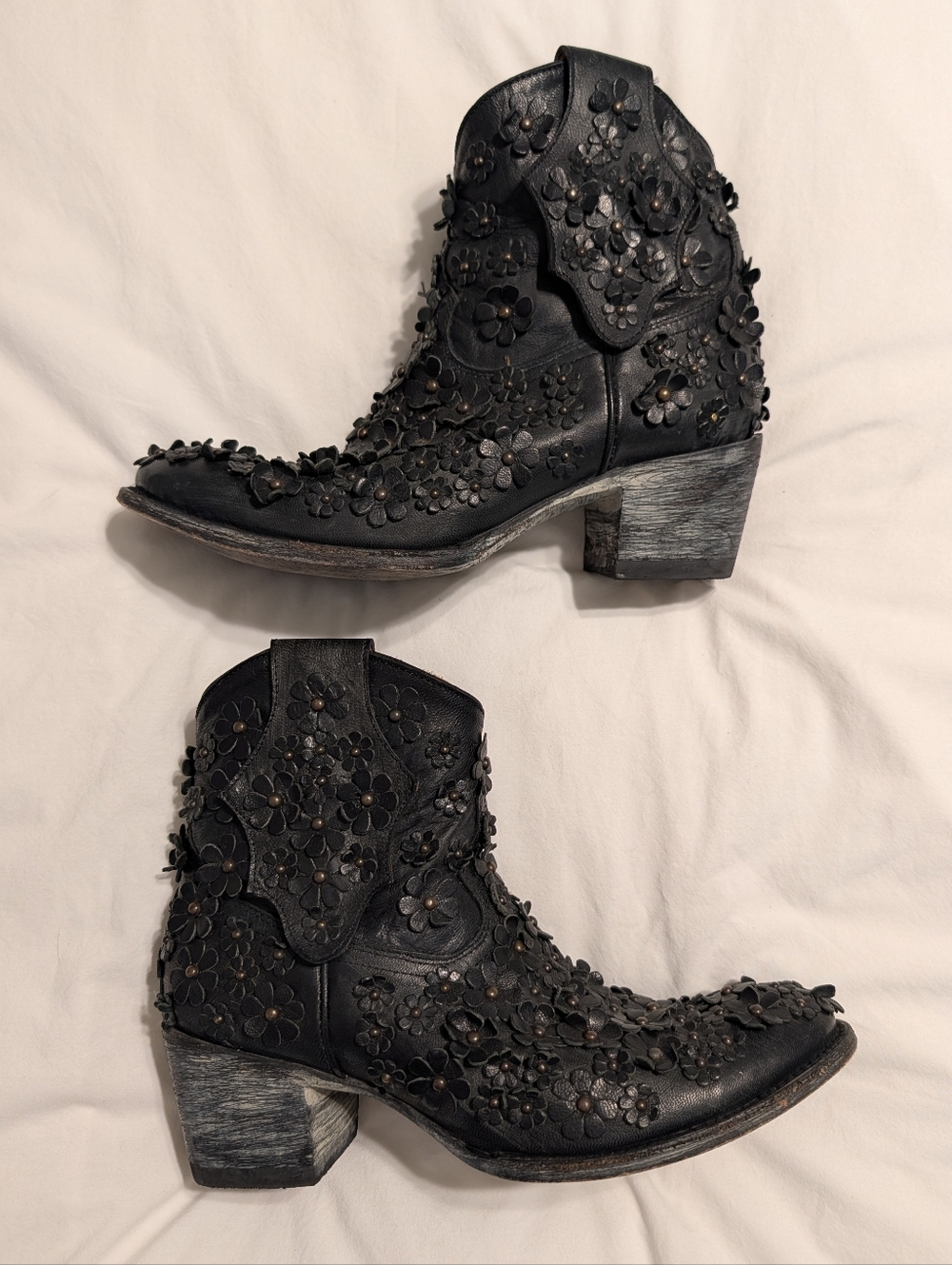 Old Gringo Vesuvio Floral Black Goat & Calf Leather Hippie Chic Cowgirl Boots - Picture 3 of 16